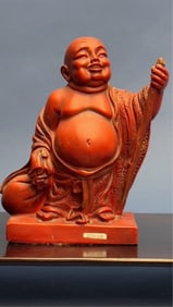 CHINESE CARVED FIGURE OF A HAPPY BUDDHA