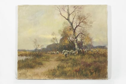DUTCH OIL ON CANVAS PAINTING OF A SHEPHERD