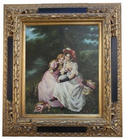 OIL PAINTING ON CANVAS OF TWO YOUNG WOMEN
