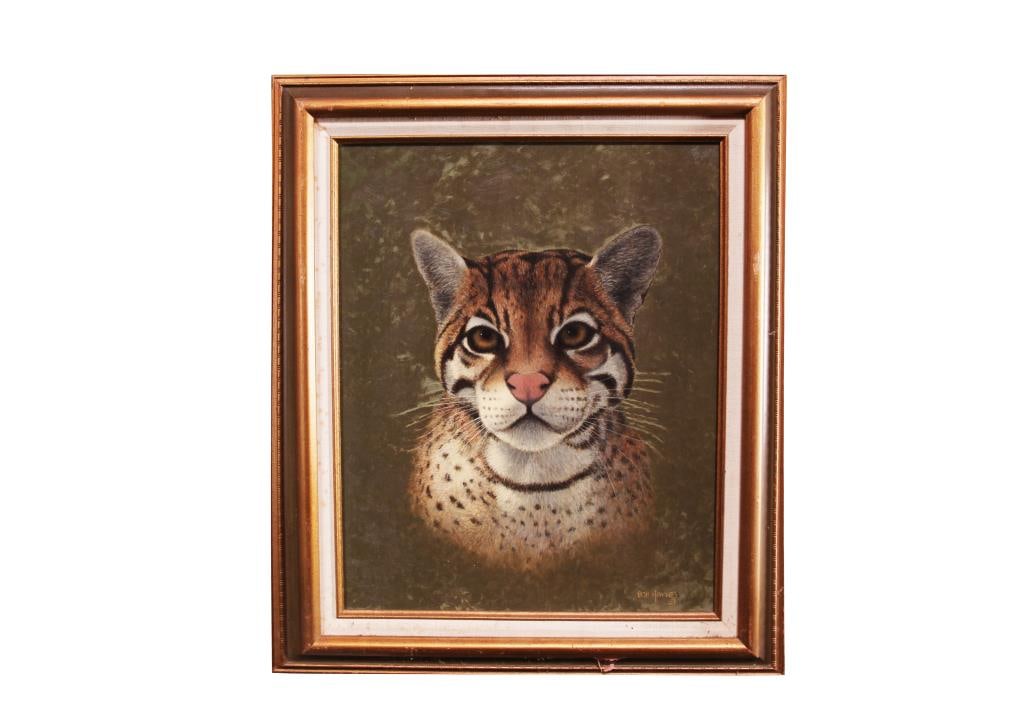 OIL PAINTING OF AN WILD CAT BY BOB HAYNES (1 of 2)