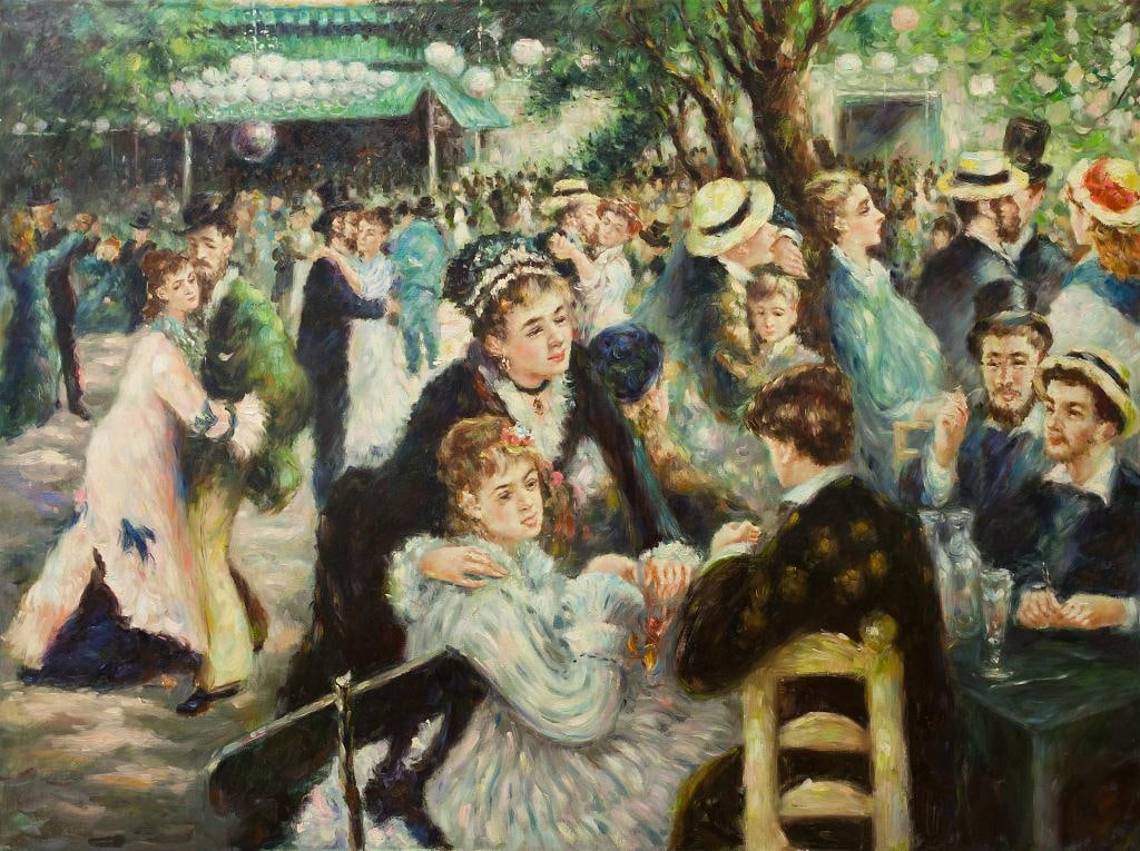 LARGE OIL ON CANVAS PAINTING, AFTER RENOIR (1 of 3)