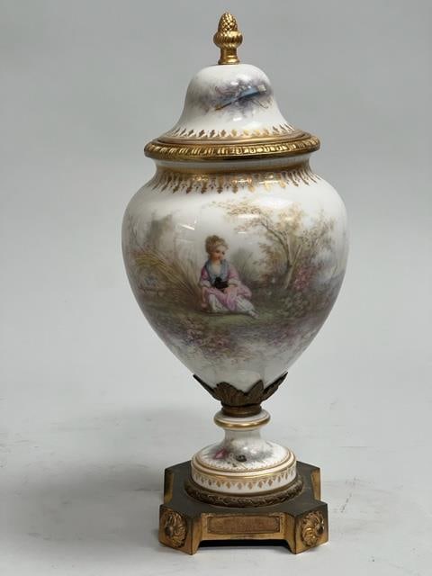 FRENCH SEVRES WHITE BACKGROUND PORCELAIN VASE (1 of 5)