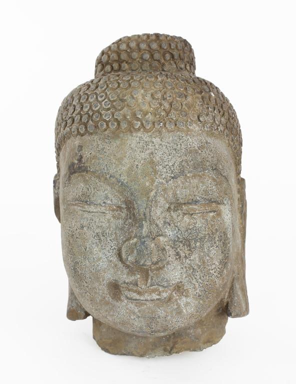 15TH CENTURY CARVED STONE BUDDHA HEAD (1 of 2)