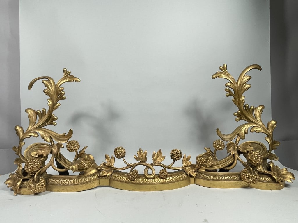 THREE-PIECE GILT BRONZE CHENET AND FENDER SET (1 of 4)