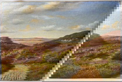 OIL ON CANVAS PAINTING OF A LANDSCAPE SCENE