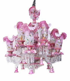 ELEGANT PINK VENETIAN GLASS CHANDELIER