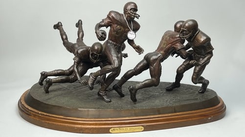 BRONZE FIGURAL SET, OJ SIMPSON AS FOOTBALL PLAYER