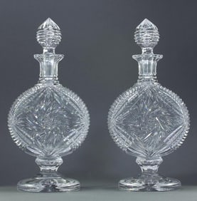 PAIR OF AMERICAN CUT CRYSTAL BRANDY DECANTERS