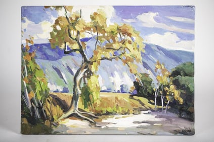 MODERN OIL ON CANVAS PAINTING OF A FALL LANDSCAPE