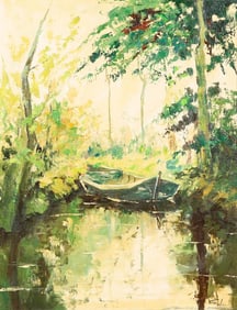 20TH CENTURY MODERN OIL LANSCAPE PAINTING