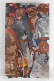 ABSTRACT OIL PAINTING OF PEOPLE GATHERING