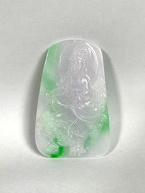 CHINESE LIGHT GREEN & WHITE JADE PENDANT
