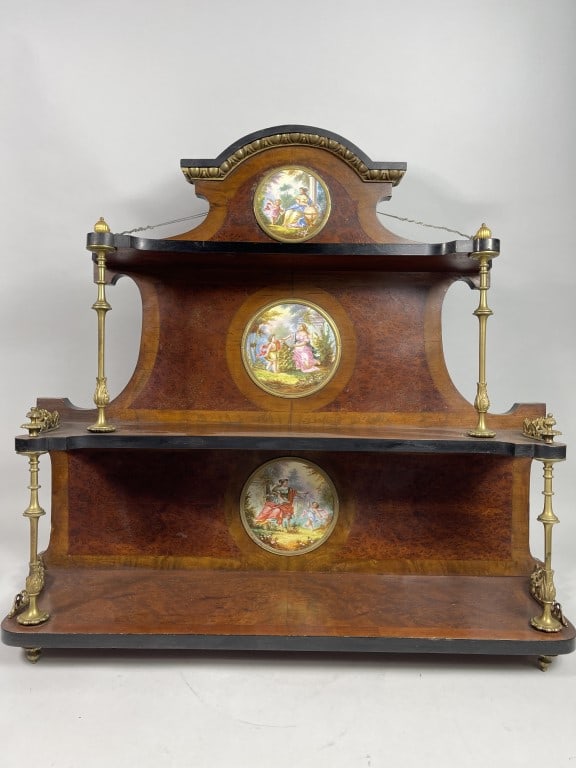 19TH C. HANGING WALL SHELF WITH SEVRES PLAQUES (1 of 7)