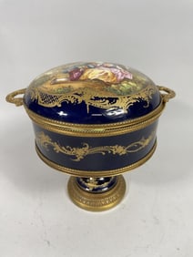 FRENCH SEVRES COBALT BLUE STEMMED CENTERPIECE