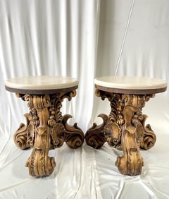 PAIR OF EUROPEAN GILTWOOD ROUND STANDS