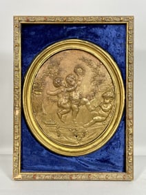 GILTWOOD FRAMED GILT BRONZE PLAQUE