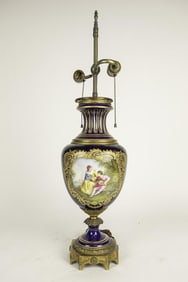 19TH C. FRENCH SEVRES COBALT BLUE BACKGROUND VASE