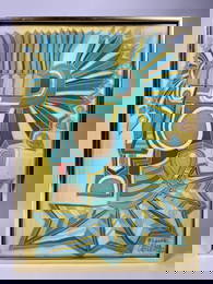 FRAMED PRINT ON SILK OF A TRIBAL PERSON, SIGNED