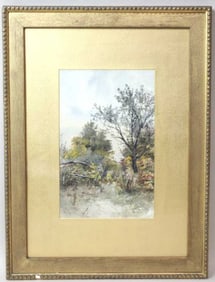 FRAMED WATERCOLOR LANDSCAPE PAINTING BY M. ANGUS