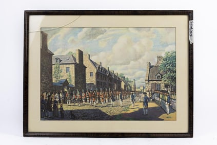 PRINT ON PAPER OF FRENCH SOLDIERS MARCHING