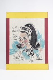 CARTOON DRAWING ON PAPER OF A LADY