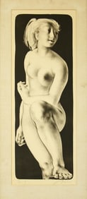 FRAMED LITHOGRAPH OF A NUDE WOMAN