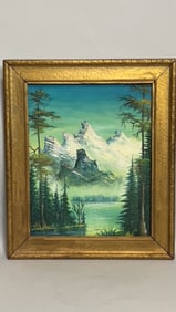 FRAMED PAINTING OF A SNOWY MOUNTAIN LANDSCAPE