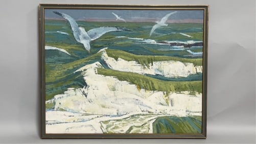 FRAMED PAINTING OF AN OCEAN SCENE