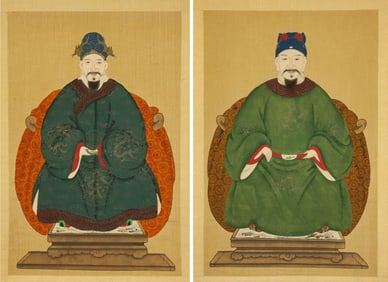 PAIR OF CHINESE HAND-PAINTED ART ON PAPER