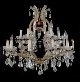 LARGE 19-LIGHT CUT GLASS CHANDELIER