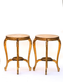 PAIR OF EUROPEAN GILTWOOD SIDE TABLES