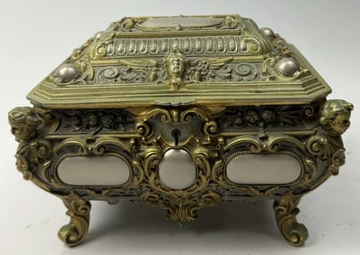 LARGE EUROPEAN BRONZE JEWELRY BOX