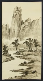 JAPANESE LANDSCAPE SCROLL PAINTING