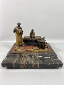 TWO-PIECE VIENNA COLD-PAINTED BRONZE INKWELL