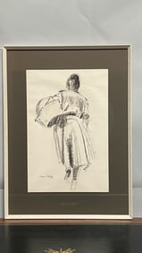 CHARCOAL PAINTING ON PAPER OF A LADY