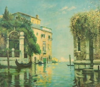 FRAMED PRINT OF A CANAL CITY