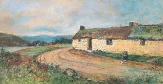 FRAMED WATERCOLOR PAINTING OF A COUNTRYSIDE