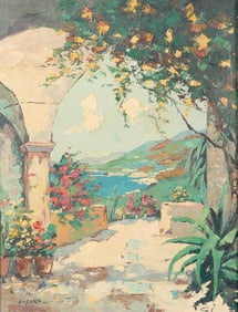 OIL PAINTING OF ASCONA IN SWITZERLAND BY CW
