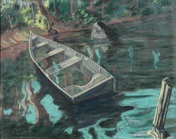 FRAMED PAINTING ON PAPER BY R. R. PICARD