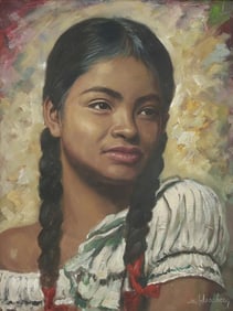 OIL ON BOARD PAINTING OF A GIRL BY SHLOSSBERG
