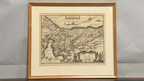 FRAMED PRINT ON PAPER OF A MAP