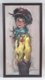 OIL ON CANVAS PAINTING OF A SMALL BOY BY MALETER