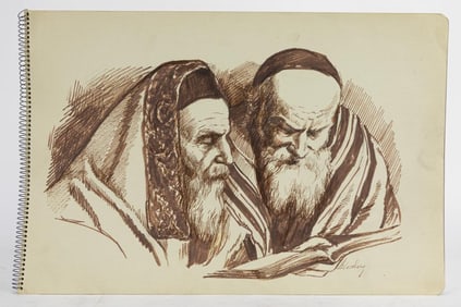 DRAWING OF TWO OLD MEN BY SHLOSSBERG