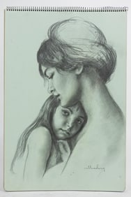 DRAWING OF A MOTHER AND A DAUGHTER BY SHLOSSBERG