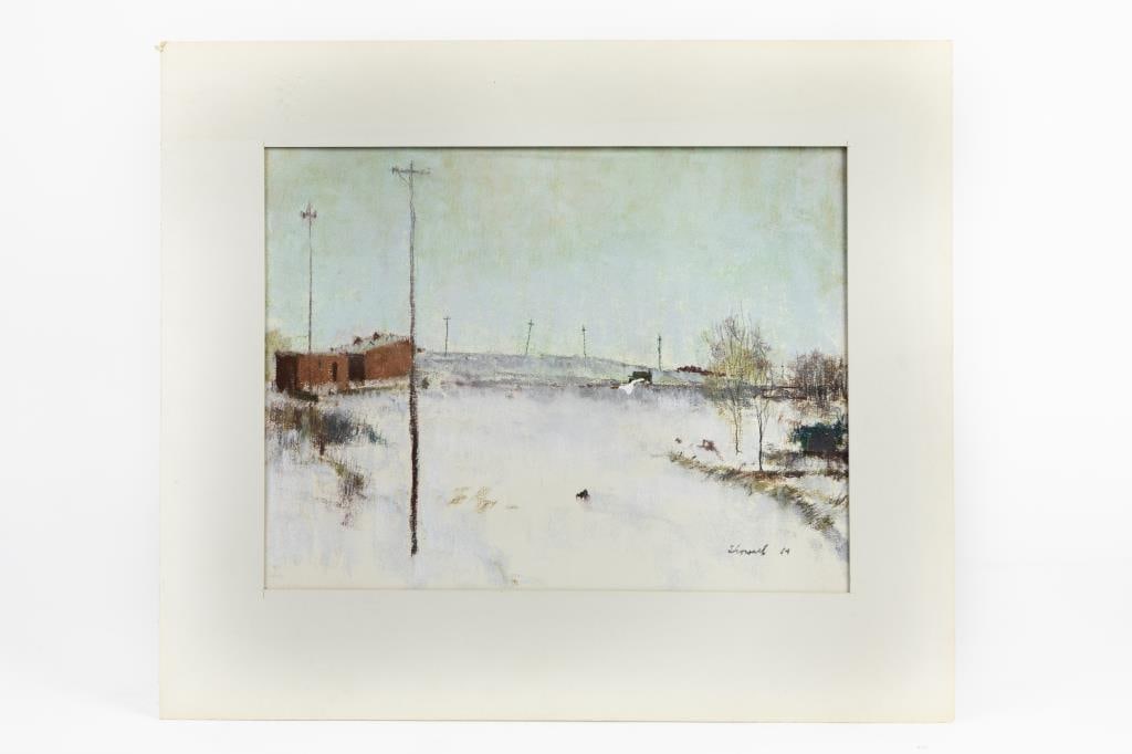 WILLIAM SHOWELL, CANADIAN (1903 - 1984): Of a snow covered scene. Signed on lower right to read Showell 64. William Showell (1903 - 1984) was a Canadian painter, known for landscape, portrait and nudepaintings. Drawing Only: L: 12 1/2 in. H: