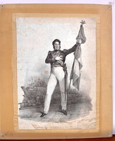 VINTAGE FRENCH LITHOGRAPH ON PAPER OF A GENERAL