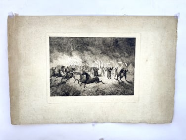 VINTAGE FRENCH PRINT ON PAPER OF A PROTEST SCENE