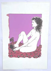 MODERN PRINT ON PAPER OF A NAKED LADY