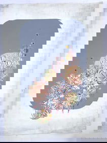 MODERN PRINT ON PAPER OF BLOSSOMING FLOWERS