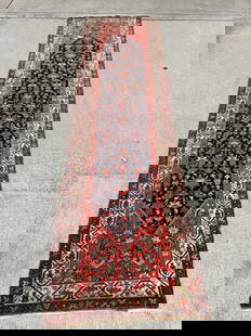 HANDMADE MULTI-COLOR PERSIAN RUNNER: Size: 145in x 40in